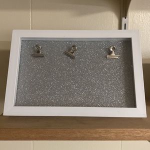 White Clip Picture Frame for Wall Collage with silver glitter
